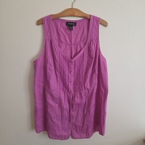 Lane Bryant Pink Sleeveless Button-Front Cotton Tunic